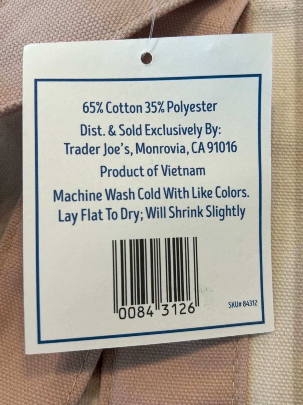 Trader Joe's Tan/Brown Striped Mini Canvas Tote Bag - Picture 3 of 4